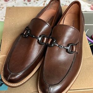 Mens Kenneth Cole Brown Leather dress shoe loafers size 9